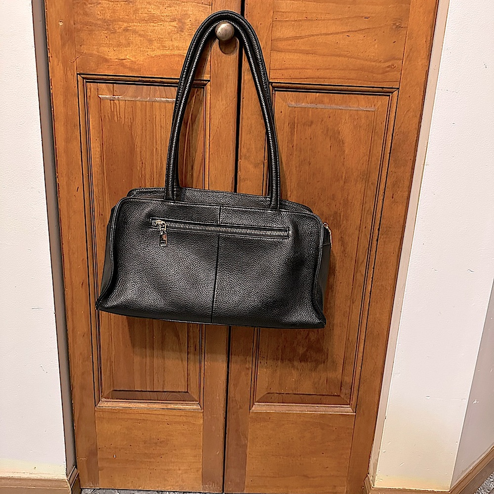 Black leather shoulder bag